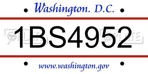 1BS4952 District Of Columbia License Plate