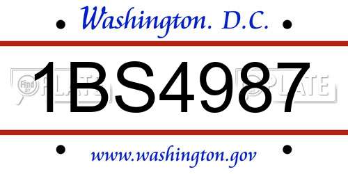 1BS4987 District Of Columbia License Plate