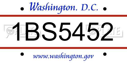1BS5452 District Of Columbia License Plate