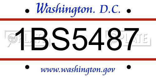 1BS5487 District Of Columbia License Plate