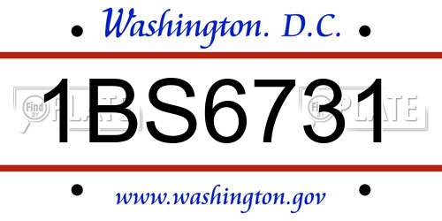 1BS6731 District Of Columbia License Plate
