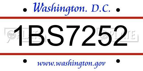 1BS7252 District Of Columbia License Plate