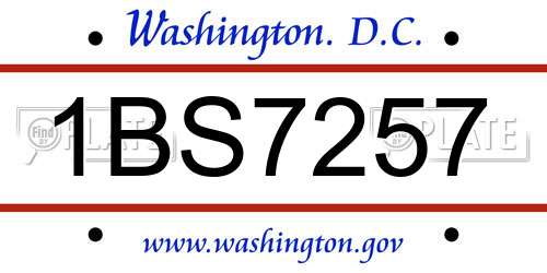 1BS7257 District Of Columbia License Plate