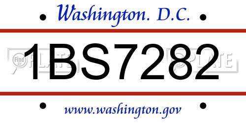 1BS7282 District Of Columbia License Plate