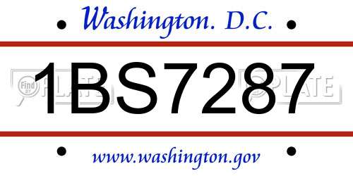 1BS7287 District Of Columbia License Plate