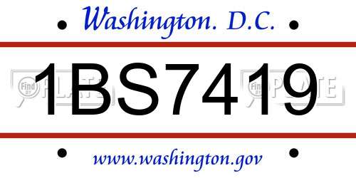 1BS7419 District Of Columbia License Plate