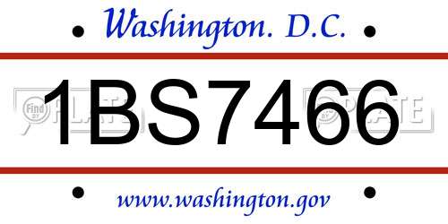 1BS7466 District Of Columbia License Plate