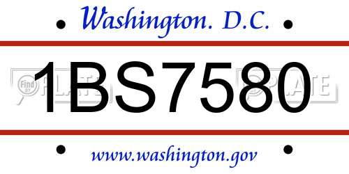 1BS7580 District Of Columbia License Plate