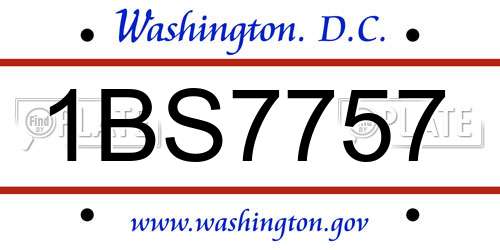 1BS7757 District Of Columbia License Plate