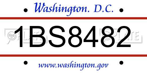 1BS8482 District Of Columbia License Plate
