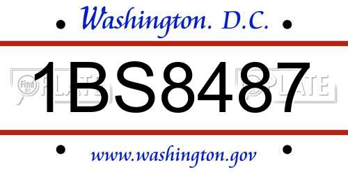 1BS8487 District Of Columbia License Plate