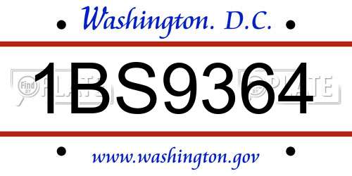 1BS9364 District Of Columbia License Plate