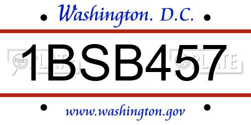 1BSB457 District Of Columbia License Plate