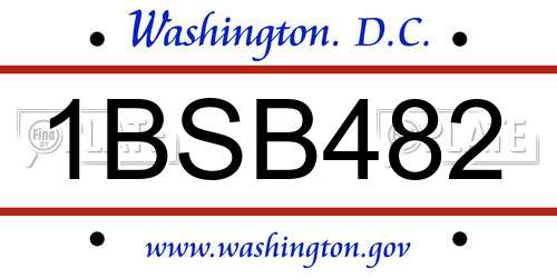 1BSB482 District Of Columbia License Plate