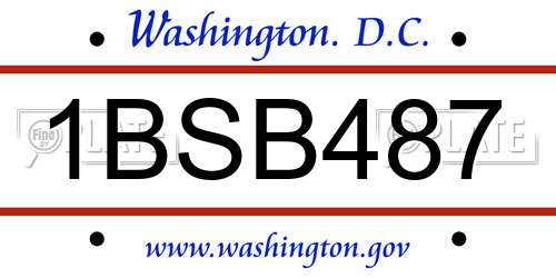 1BSB487 District Of Columbia License Plate
