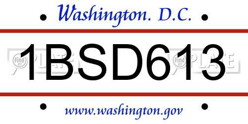 1BSD613 District Of Columbia License Plate