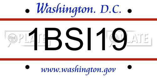1BSI19 District Of Columbia License Plate