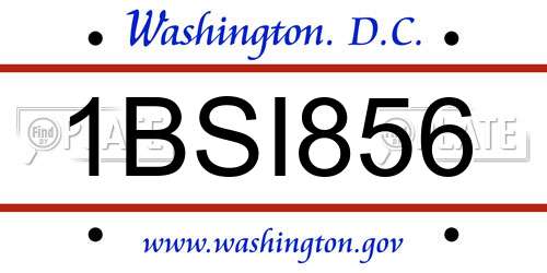 1BSI856 District Of Columbia License Plate