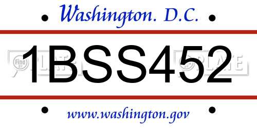 1BSS452 District Of Columbia License Plate