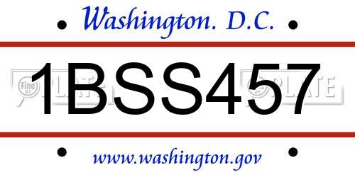1BSS457 District Of Columbia License Plate