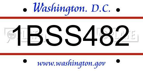 1BSS482 District Of Columbia License Plate
