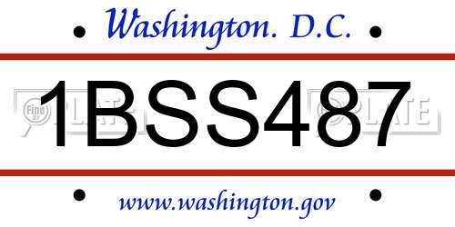 1BSS487 District Of Columbia License Plate