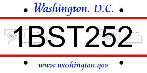 1BST252 District Of Columbia License Plate