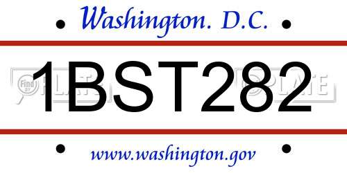1BST282 District Of Columbia License Plate