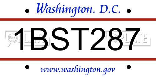 1BST287 District Of Columbia License Plate
