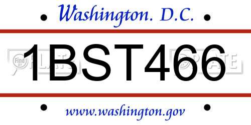 1BST466 District Of Columbia License Plate