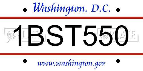 1BST550 District Of Columbia License Plate