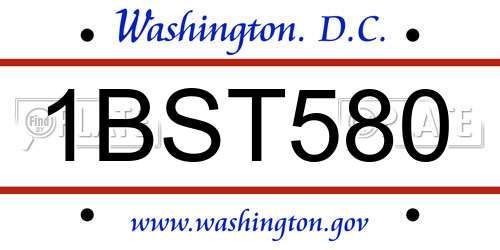 1BST580 District Of Columbia License Plate
