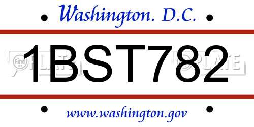 1BST782 District Of Columbia License Plate