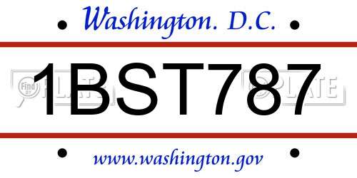 1BST787 District Of Columbia License Plate