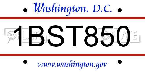 1BST850 District Of Columbia License Plate