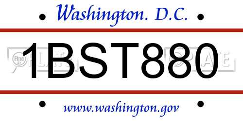 1BST880 District Of Columbia License Plate