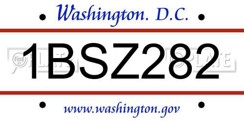 1BSZ282 District Of Columbia License Plate