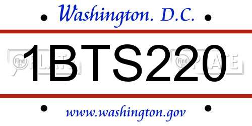 1BTS220 District Of Columbia License Plate