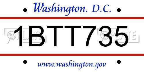 1BTT735 District Of Columbia License Plate