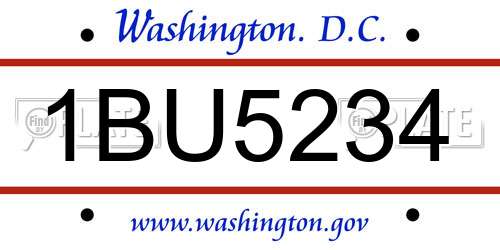 1BU5234 District Of Columbia License Plate