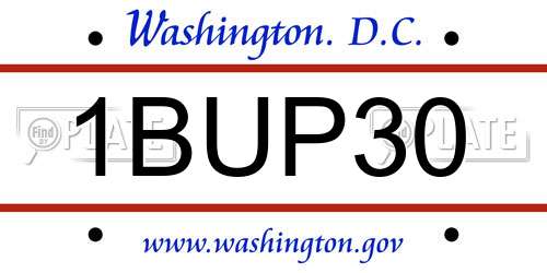 1BUP30 District Of Columbia License Plate