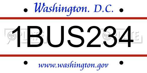 1BUS234 District Of Columbia License Plate