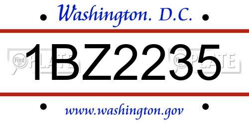1BZ2235 District Of Columbia License Plate