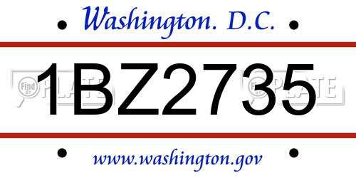 1BZ2735 District Of Columbia License Plate