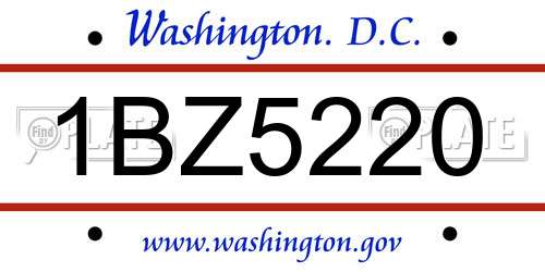 1BZ5220 District Of Columbia License Plate