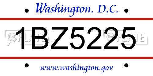 1BZ5225 District Of Columbia License Plate