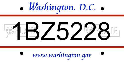 1BZ5228 District Of Columbia License Plate