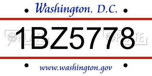 1BZ5778 District Of Columbia License Plate