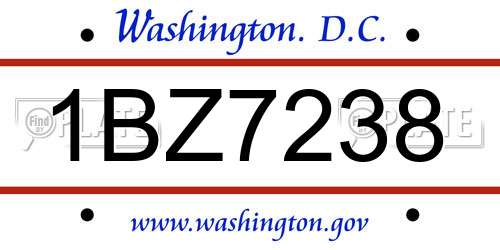 1BZ7238 District Of Columbia License Plate