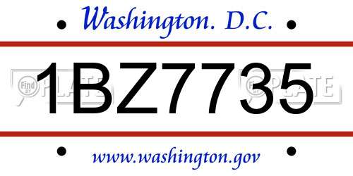 1BZ7735 District Of Columbia License Plate